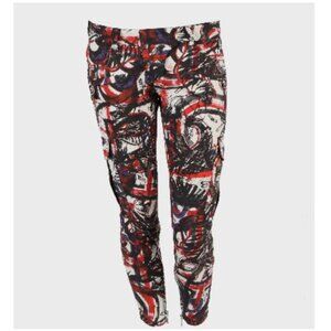 BALMAIN Late 2010’s slim Cropped Multicolor Graphic Print Graffiti Pants sz 8